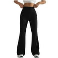 thumbnail image 1 of Gkeoshab Yoga Pants Women Women's Solid Color High-Waisted Workout Pants Butt Lifting Yoga Flared Trousers Black L, 1 of 5