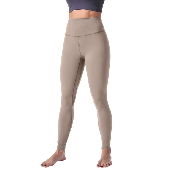 Gkeoshab Yoga Pants Women Women's Solid Color High-Waisted Yoga Pants Tummy Control & Butt Lifting Leggings Khaki M