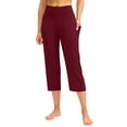 thumbnail image 1 of Gkeoshab Yoga Pants Women's Comfortable 7/8 Yoga Pants Loose Fit Work & Casual Capris, Polyester Spandex Stretch Trousers Wine Red XL, 1 of 4