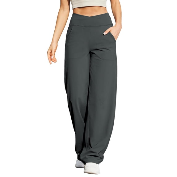 Gkeoshab Yoga Pants Women's Solid Color Loose Fit Yoga Pants - Casual & Comfortable Workout Trousers Grey XXL