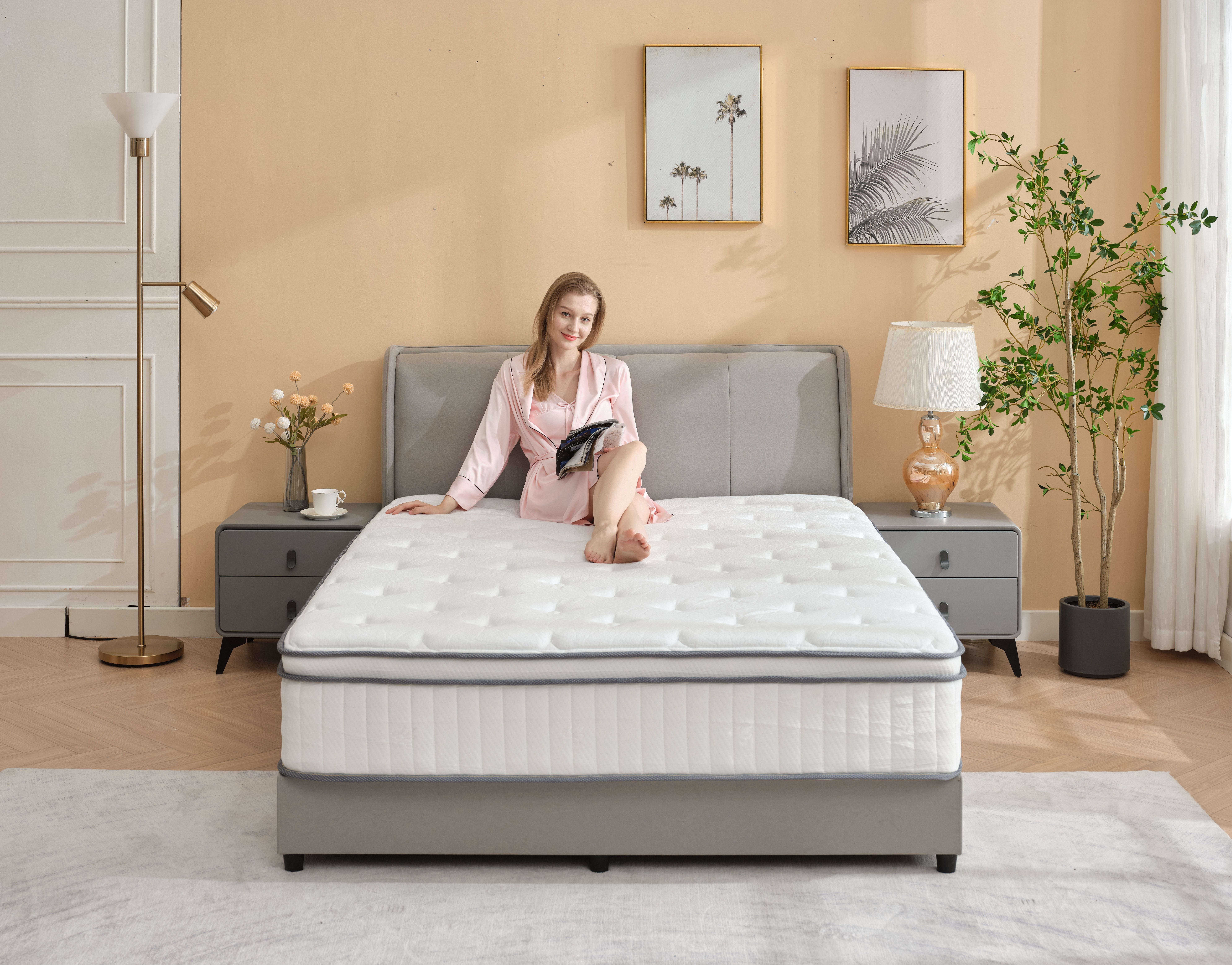 Gkxjtzo White Full Size Mattresses in A Box,12 inch Hybird Memory Foam mattress,Zoned Pressure Relief,Medium Firm