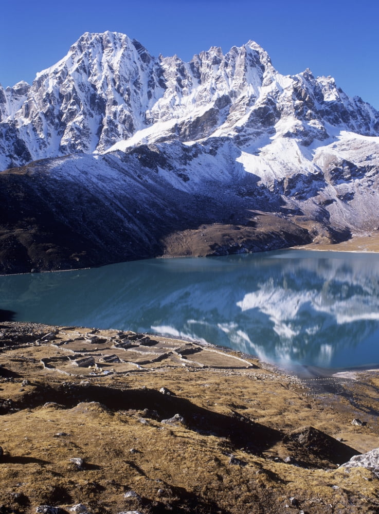 Gkyo Lake And Snowcapped Mountain Canvas Art - Martin Stolworthy Design Pics (26 x 36)