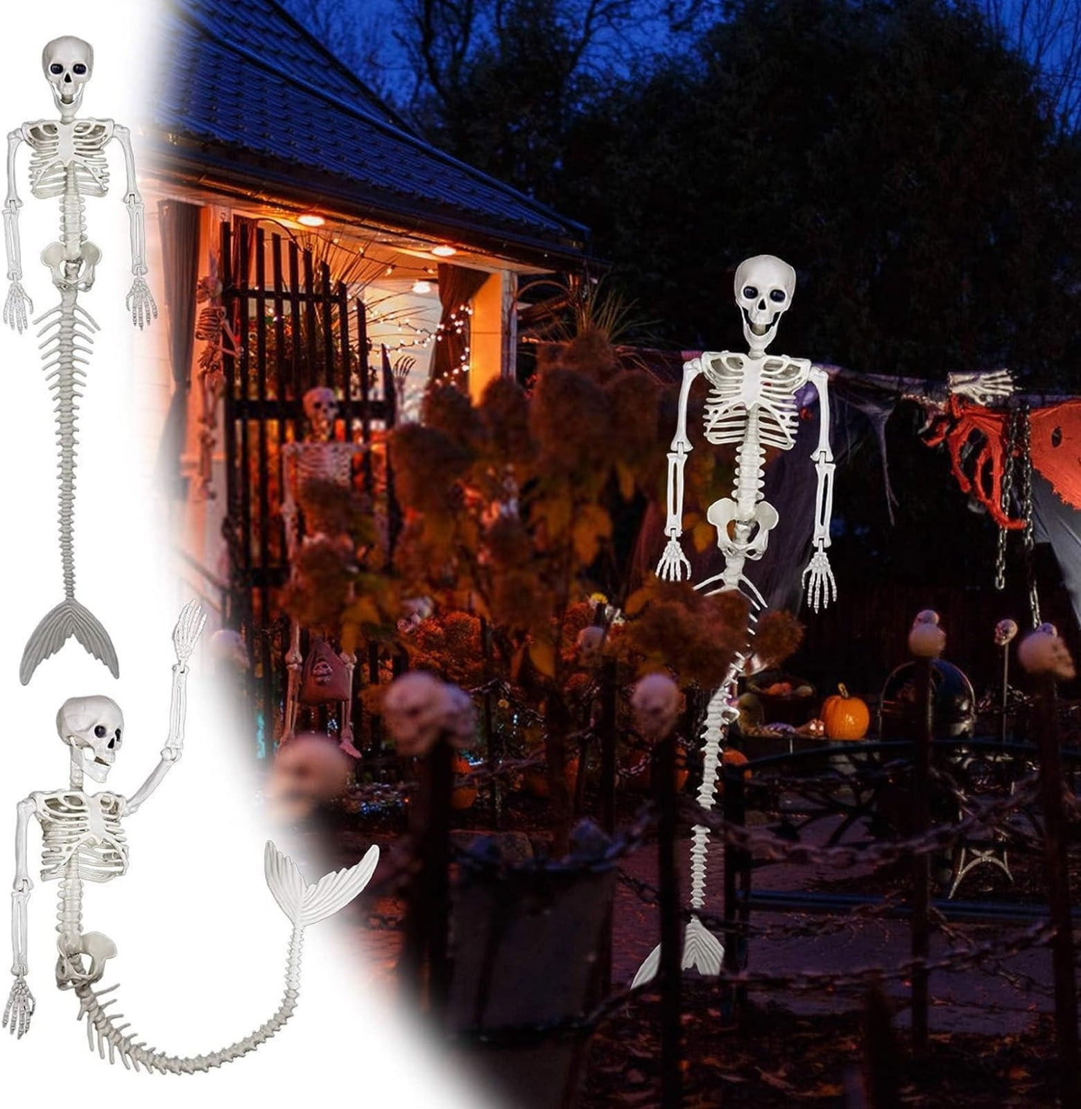 GlTpooo Life Size Skeleton Mermaid Skeleton Halloween Outdoor