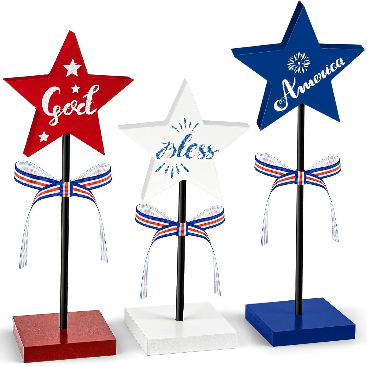 GlTpooo Memorial Day Decorations Patriotic Table Wooden Sign Memorial