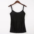 thumbnail image 1 of GlTpooo Women's Cami With Built-In Shelf Bra Plus Stretch with Adjustable Spaghetti Straps Basic Undershirt Layer Tank Top Black L, 1 of 4