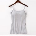 thumbnail image 1 of GlTpooo Women's Cami With Built-In Shelf Bra Plus Stretch with Adjustable Spaghetti Straps Basic Undershirt Layer Tank Top Gray XL, 1 of 4