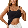 thumbnail image 1 of GlTpooo Womens Camisole Tank Tops with Built in Bra Adjustable Spaghetti Strap Sports Undershirt Basic Layering Workout Crop Tops Black M, 1 of 5