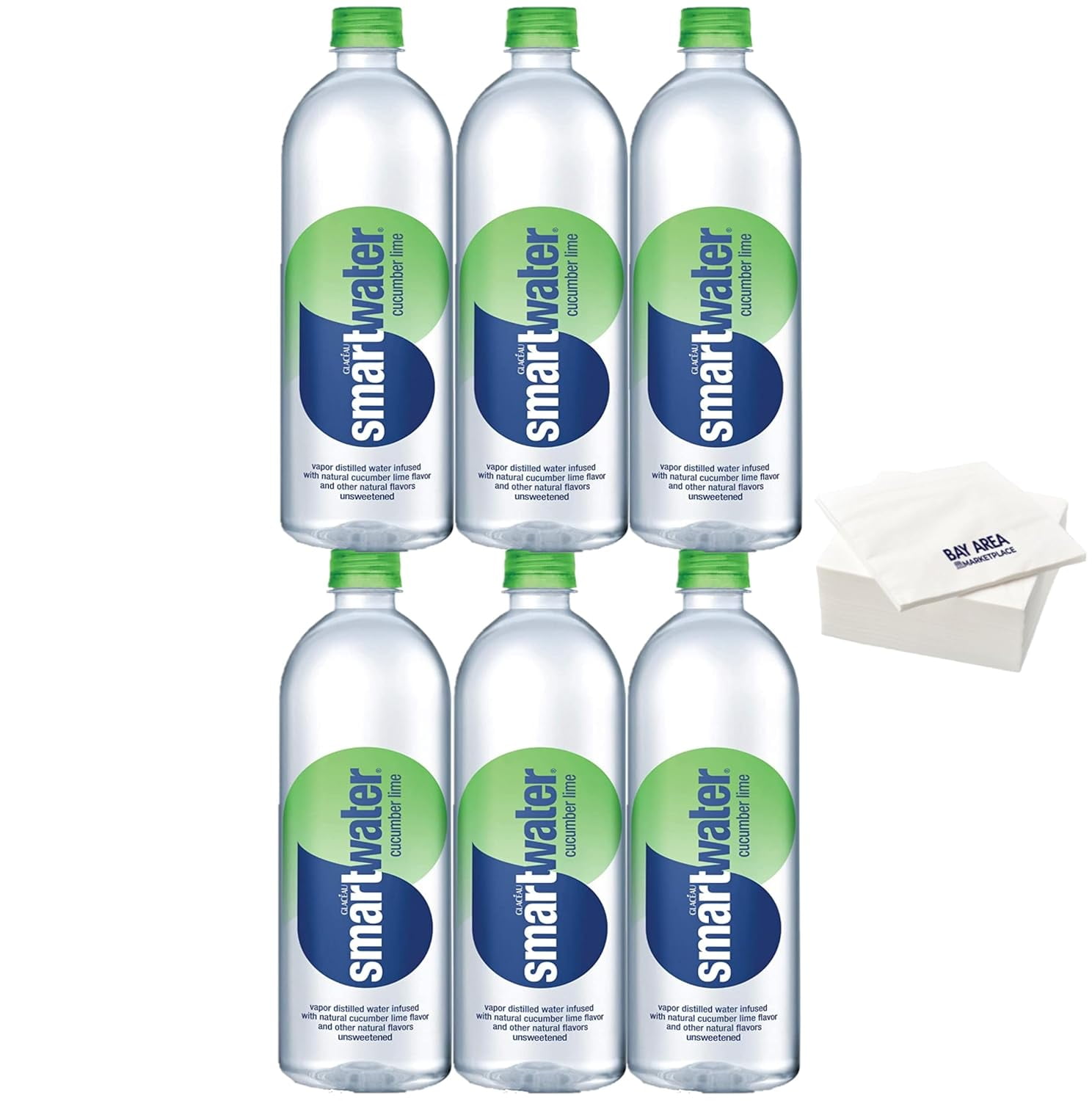 Glaceau Smartwater, 700mL Bottles, Pack of 6 (Cucumber Lime) with Bay