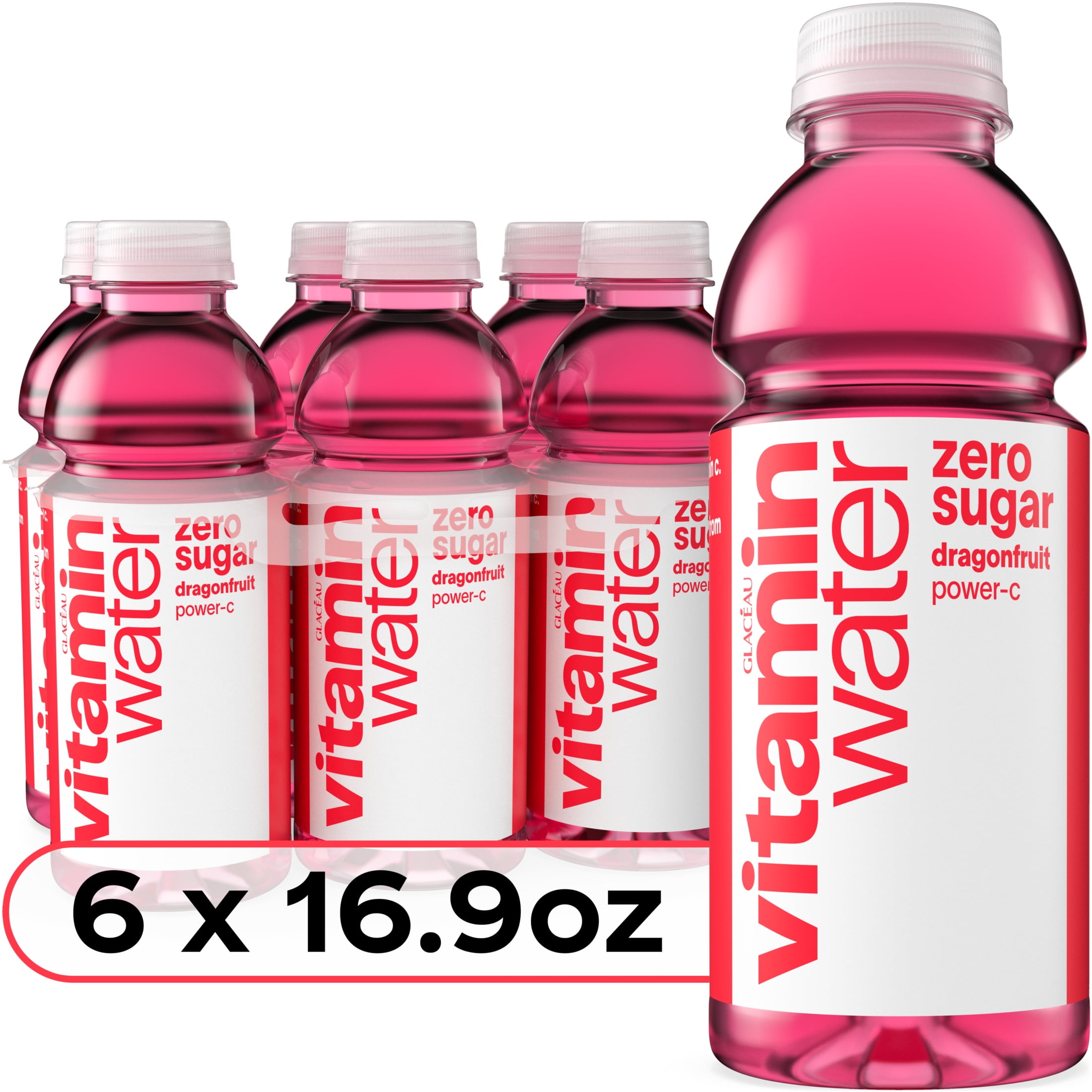 vitaminwater Power-C Zero Sugar Dragonfruit Flavored Water Beverage, 16.9 fl oz, 6 Pack
