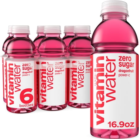 vitaminwater Power-C Zero Sugar Dragonfruit Flavored Water Beverage Bottles, 16.9 fl oz, 6 Pack