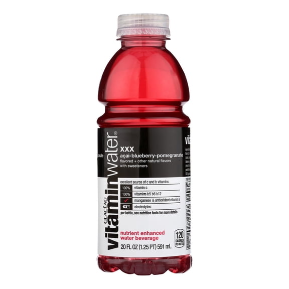 Glaceau XXX Acai Blueberry Pomegranate Vitamin Water, 20 Fluid Ounce -- 12 per Case.