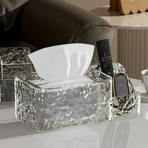 Glacial Acrylic Tissue Box Holder - Clear Water-Resistant Storage Dispenser for Living Room, Kitchen, Office, Car - 10 x 4.8 x 3.7 Inches
