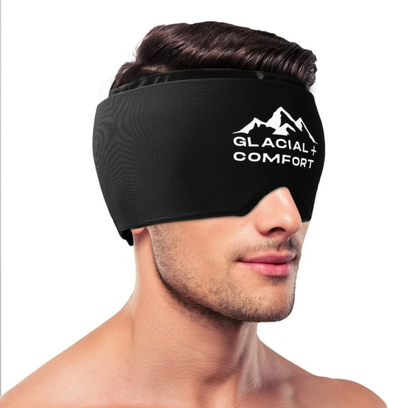 Glacial Comfort Migraine Relief Cap – Soothing Hot & Cold Therapy Head Wrap, Ice Pack Mask for Headaches, Migraine, Stress, and Sinus Relief, with Cooling Gel for Eyes and Tension Relief