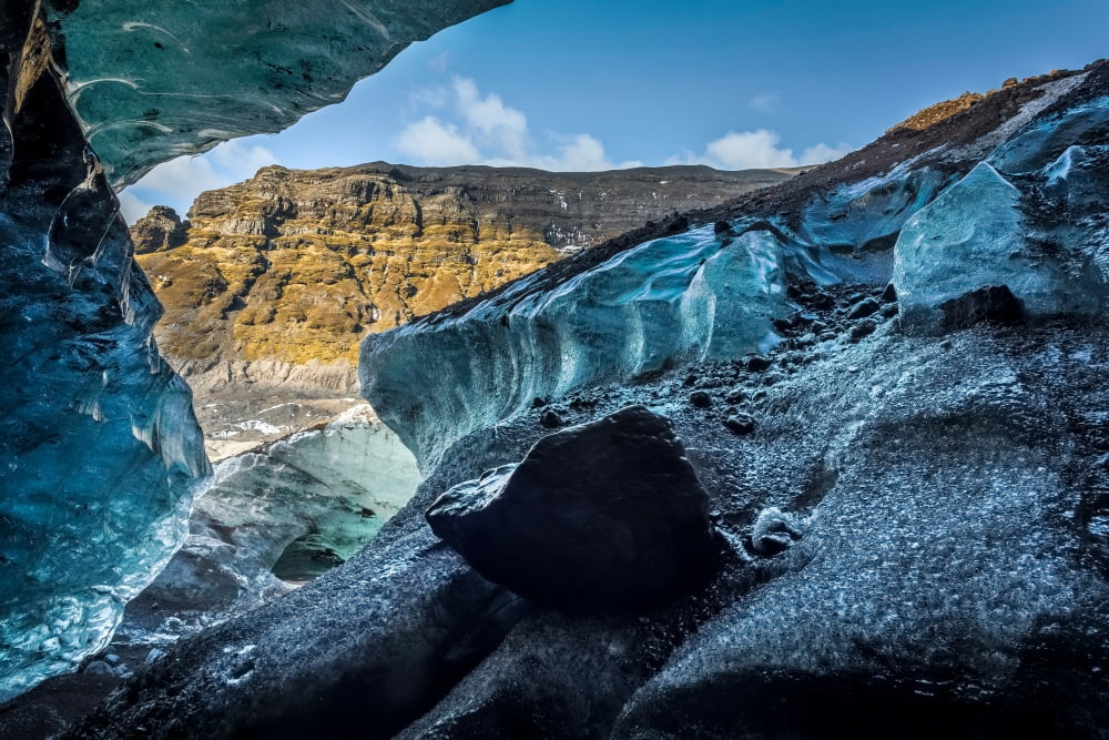 Glacial Ice Cave Fallsjokull Vatnajokull Ice Cap Iceland Canvas Art - Panoramic Images (36 x 12)