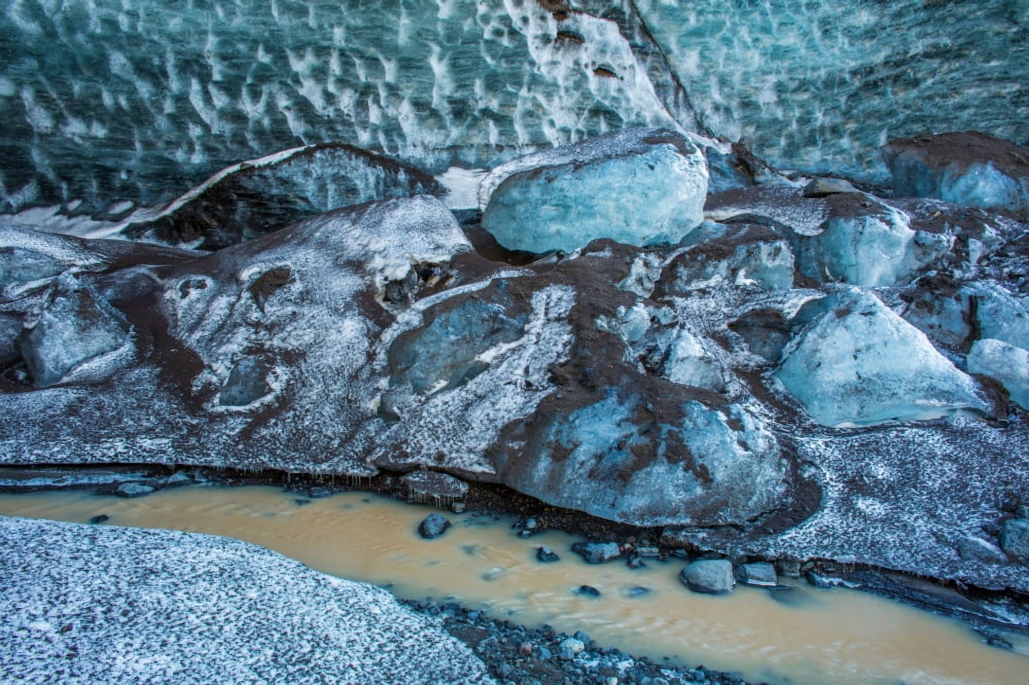 Glacial Ice Cave Fallsjokull Vatnajokull Ice Cap Iceland Canvas Art - Panoramic Images (36 x 12)