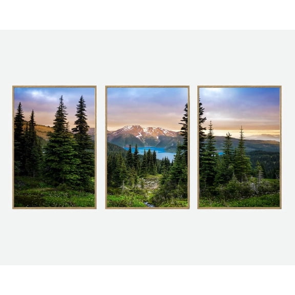 Glacial Mountain, Garibaldi Lake Nature Wall Art, Mountain Forest Landscape, Prints Wall Art, Pine Trees Poster Home Decor. P30112, Stretched Canvas