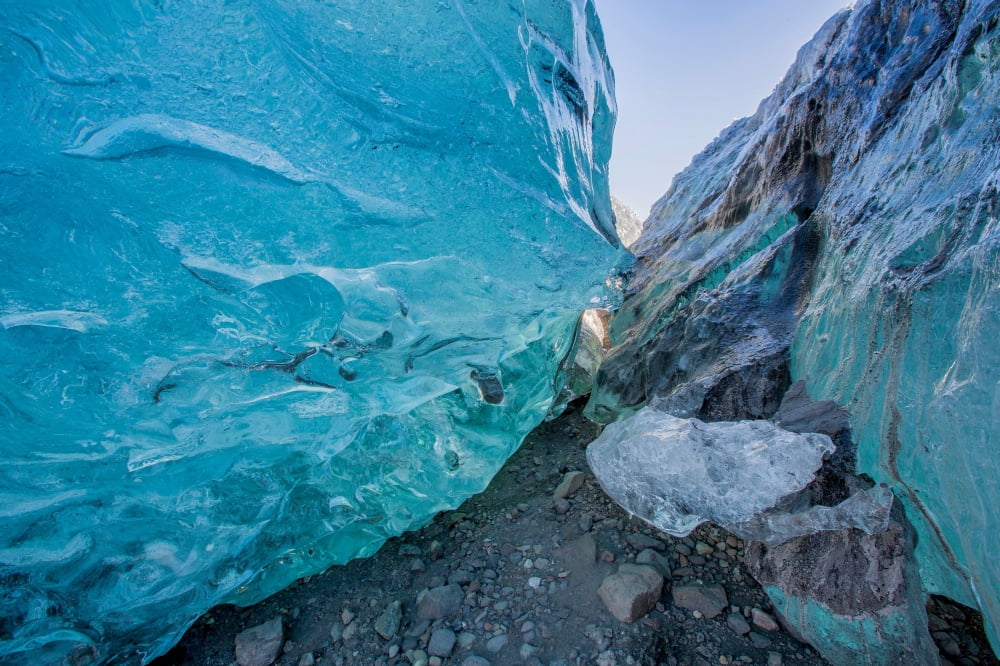 Glacial ice cave Svinafellsjokull Iceland Canvas Art - Panoramic Images (27 x 9)