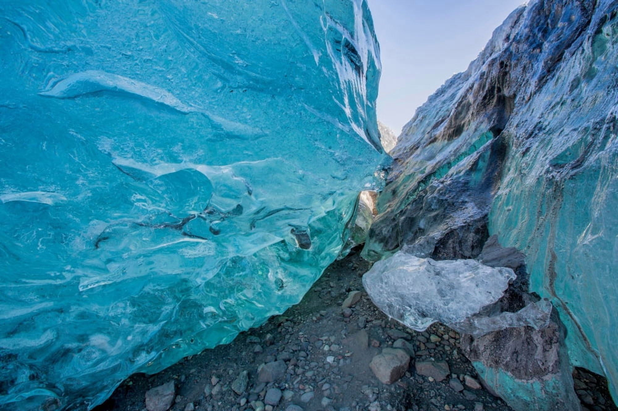 Glacial ice cave Svinafellsjokull Iceland Canvas Art - Panoramic Images (36 x 12)