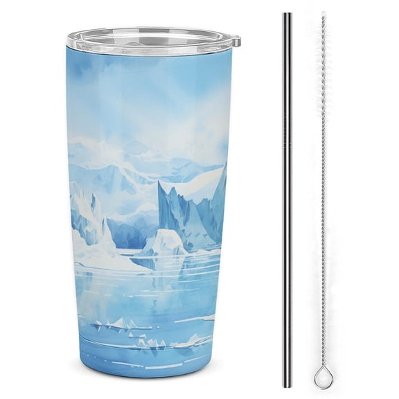 Glacier 20oz Tumbler with Lid And Straw Insulated Mug Stainless Steel Vacuum Double Wall Mug For< Car>