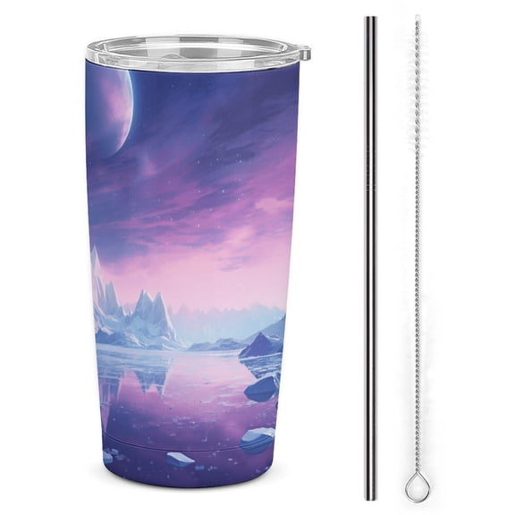 Glacier 20oz Tumbler with Lid And Straw Insulated Mug Stainless Steel Vacuum Double Wall Mug For< Car>