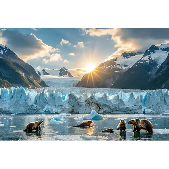 Glacier Bay Alaska National Park Jigsaw 1000 Pieces Puzzle for Adults Family Floor Puzzles Modern Home Decoration Educational Fun Games or Toys for Elders Friends - Scenic Series