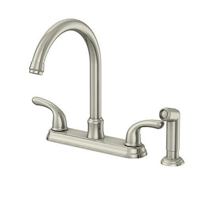 Builders 2-Handle Standard Kitchen Faucet with Sprayer in Stainless Steel Builders 2-Handle Standard Kitchen Faucet with Sprayer in Stainless Steel