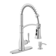 GLACIER BAY Mandouri Single Handle Spring Neck Pull Down Sprayer Kitchen Faucet with Soap Dispenser in Stainless Steel