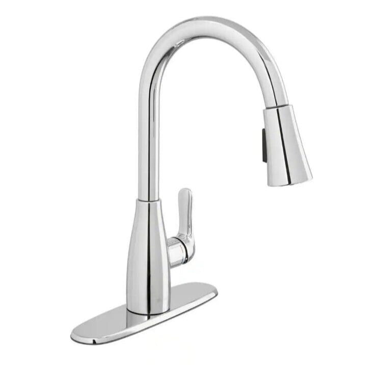 Glacier Bay McKenna Chrome Kitchen Faucet, 1-Handle Pull Down Sprayer, 8" High Arc, 1.8 GPM, TurboSpray Technology (1007991855)