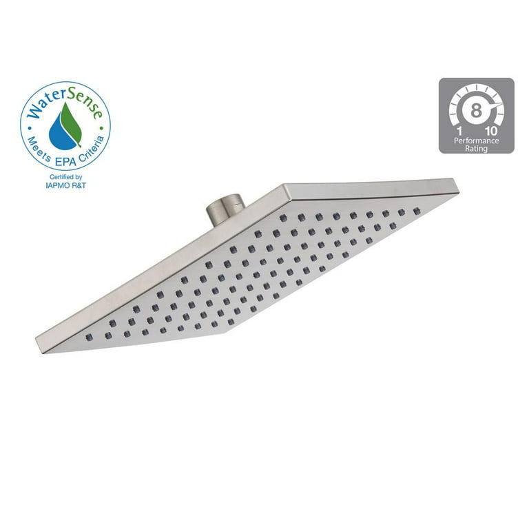 1-Spray 9 in. Single Wall Mount Fixed Shower Head in Polished Stainless Steel 1-Spray 9 in. Single Wall Mount Fixed Shower Head in Polished Stainless Steel