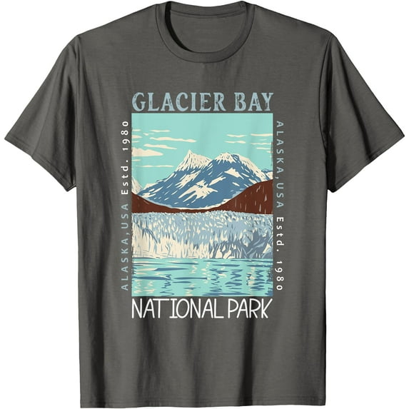 Glacier Bay National Park Alaska Distressed Vintage Unisex T-Shirt for Men Women Kids Toddler,Charcoal Color,Size YM