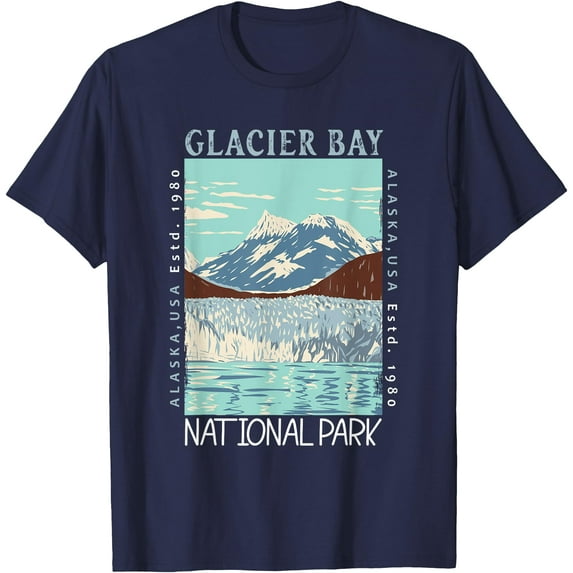 Glacier Bay National Park Alaska Distressed Vintage Unisex T-Shirt for Men Women Kids Toddler,Navy Color,Size YS