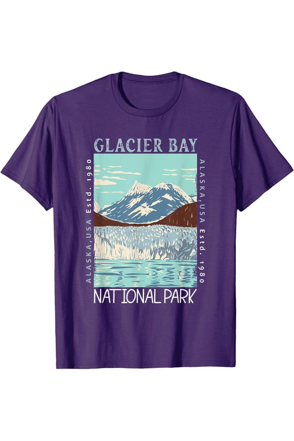 Glacier Bay National Park Alaska Distressed Vintage Unisex T-Shirt for Men Women Kids Toddler,Purple Color,Size XL