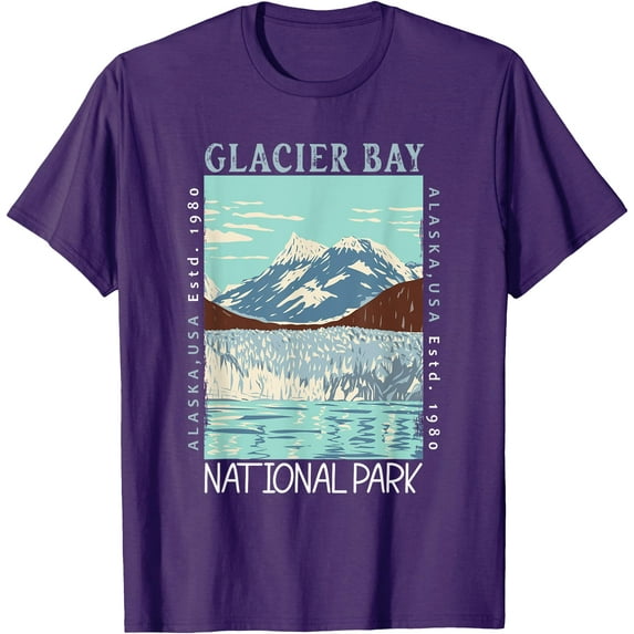 Glacier Bay National Park Alaska Distressed Vintage Unisex T-Shirt for Men Women Kids Toddler,Purple Color,Size XL