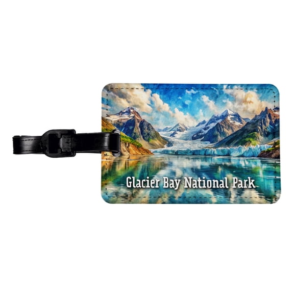 Glacier Bay National Park Alaska Faux Leather Travel Luggage Tag