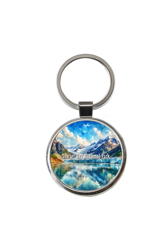 Glacier Bay National Park Alaska Metal Round Keychain