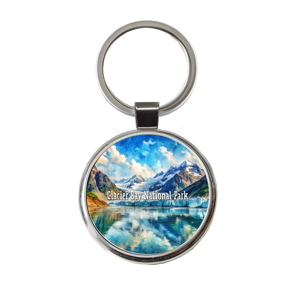 Glacier Bay National Park Alaska Metal Round Keychain