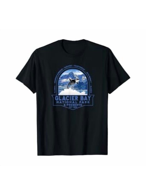 Glacier Bay National Park Alaska Orca Mountains Fishing T-Shirt