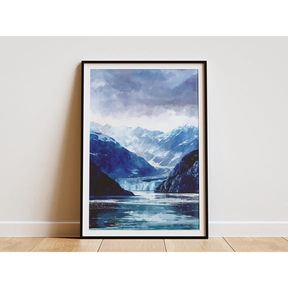 Glacier Bay National Park Poster Alaska Travel Print Vacation Home Decor Alaskan Landscape Art Mountain Glacier Wall Art Vintage Style