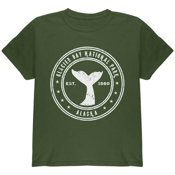 Glacier Bay National Park Youth T Shirt Military Green YLG