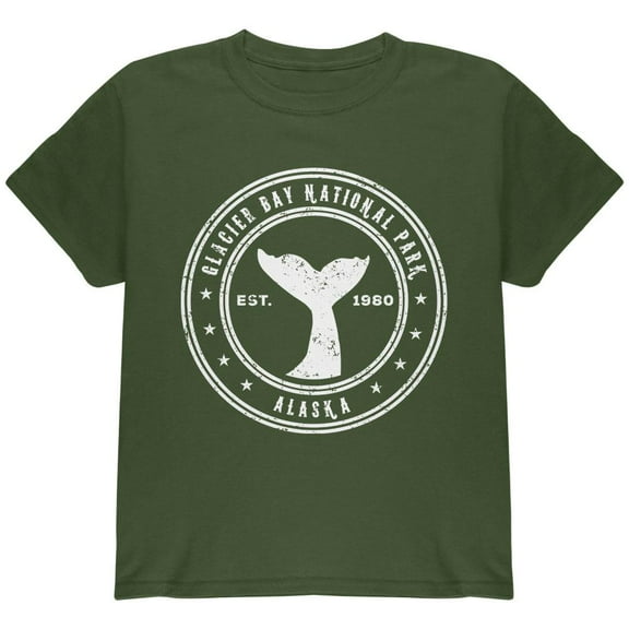 Glacier Bay National Park Youth T Shirt Military Green YMD
