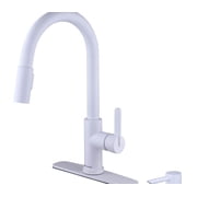 Glacier Bay Paulina Single Handle Pull-Down Kitchen Faucet with Soap Dispenser Matte White