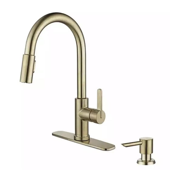 Glacier Bay Paulina Single Handle Pull Down Sprayer Kitchen Faucet Matte Gold