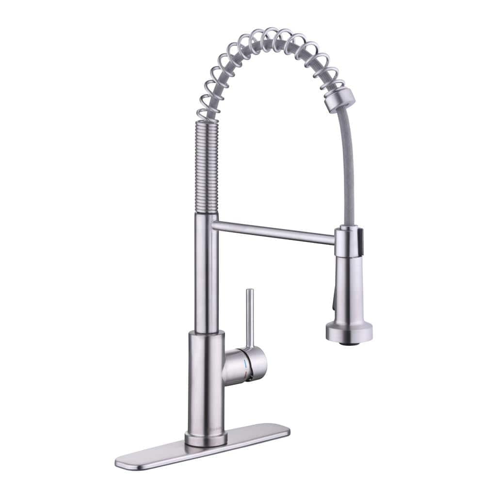 Glacier Bay Paulina Single-Handle Spring Neck Pull Down Sprayer Kitchen ...