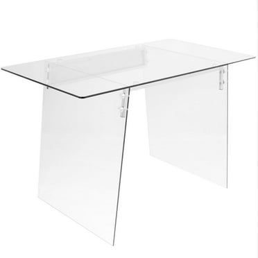 Glacier Contemporary Desk in Clear and Chrome by LumiSource