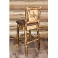 thumbnail image 1 of Glacier Country Collection Barstool w/ Back - Saddle Upholstery, w/ Laser Engraved Bronc Design, 1 of 11