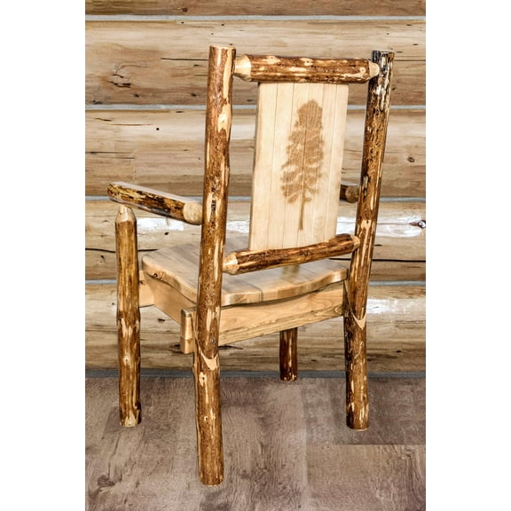 Glacier Country Collection Captain's Chair w/ Laser Engraved Pine Tree Design