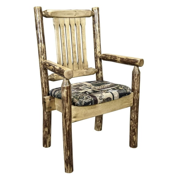 Glacier Country Collection Captain's Chair w/ Upholstered Seat, Woodland Pattern