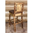 thumbnail image 1 of Glacier Country Collection Counter Height Barstool w/ Back - Saddle Upholstery, w/ Laser Engraved Wolf Design, 1 of 11