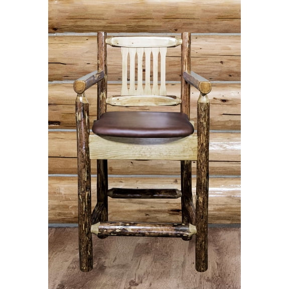 Glacier Country Collection Counter Height Captain's Barstool - Saddle Upholstery