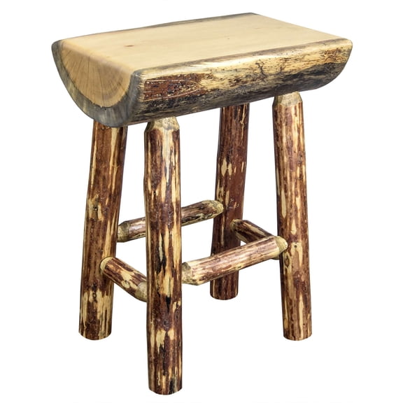 Glacier Country Collection Counter Height Half Log Barstool w/ Exterior Stain Finish